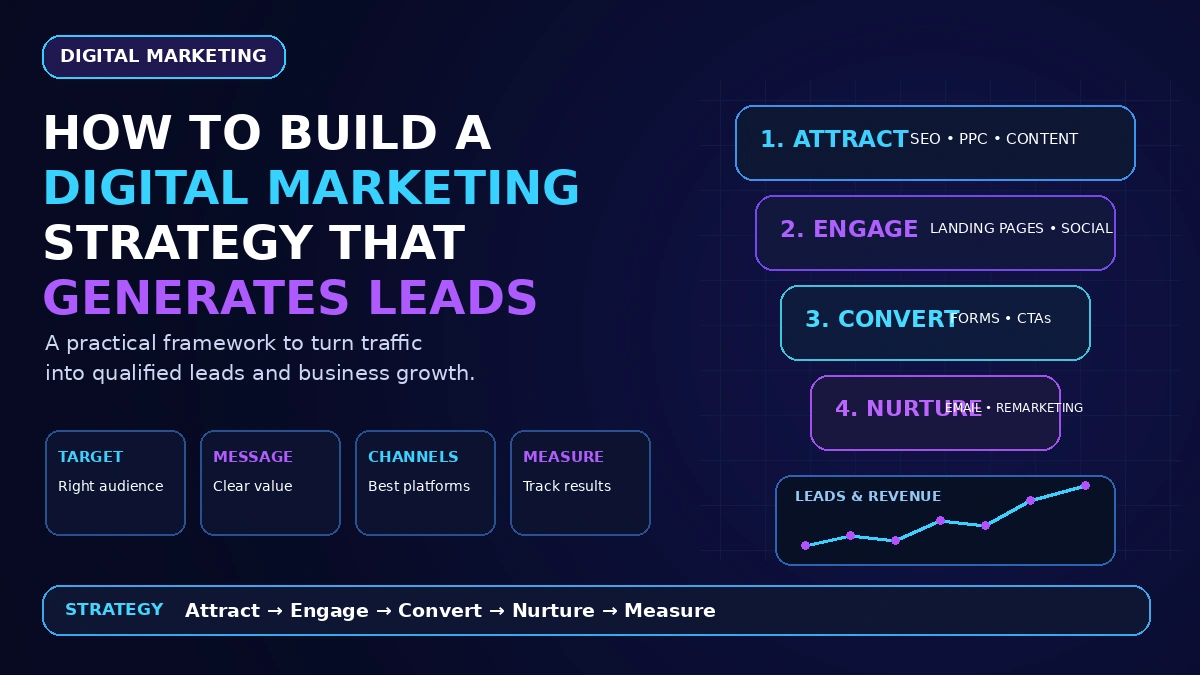 A layered funnel diagram connecting SEO, paid ads, content, and conversion optimization into one digital marketing strategy