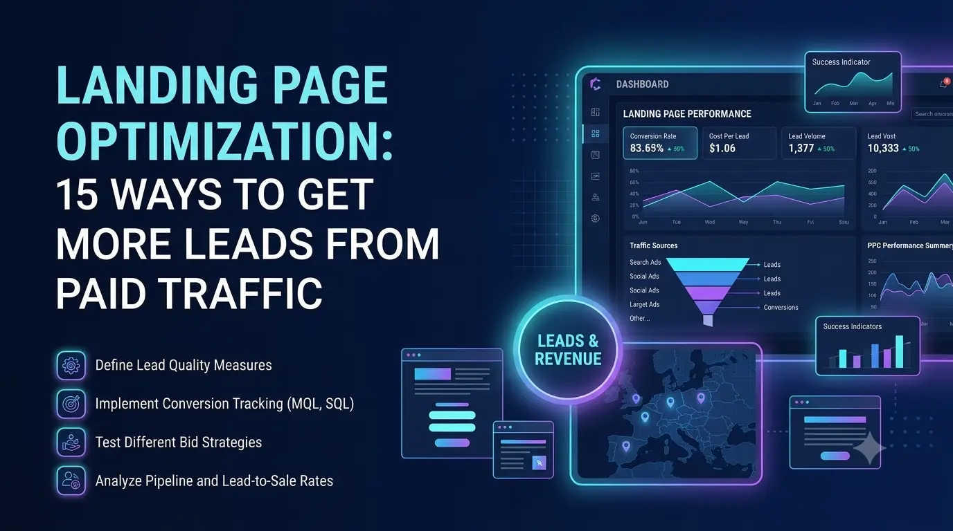 A landing page layout with highlighted zones for headline, call to action, and trust signals above the fold
