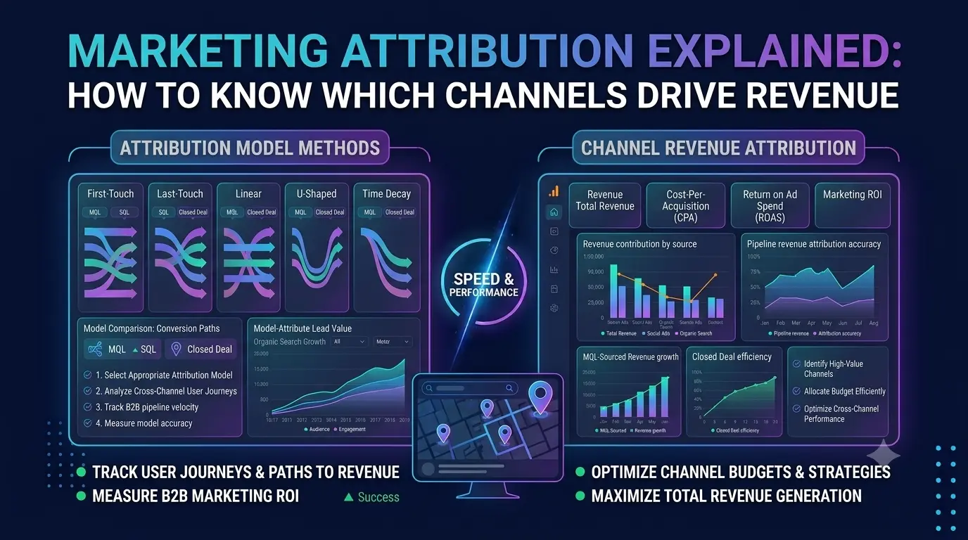 A customer journey map showing multiple marketing touchpoints leading to a single conversion, illustrating attribution modeling