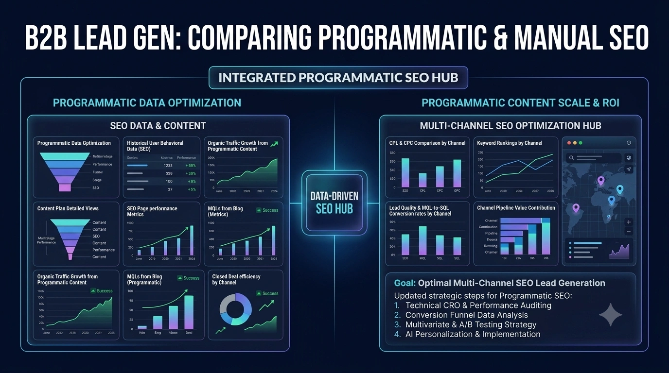 A data template generating multiple structured web page variations, illustrating how programmatic SEO builds pages at scale